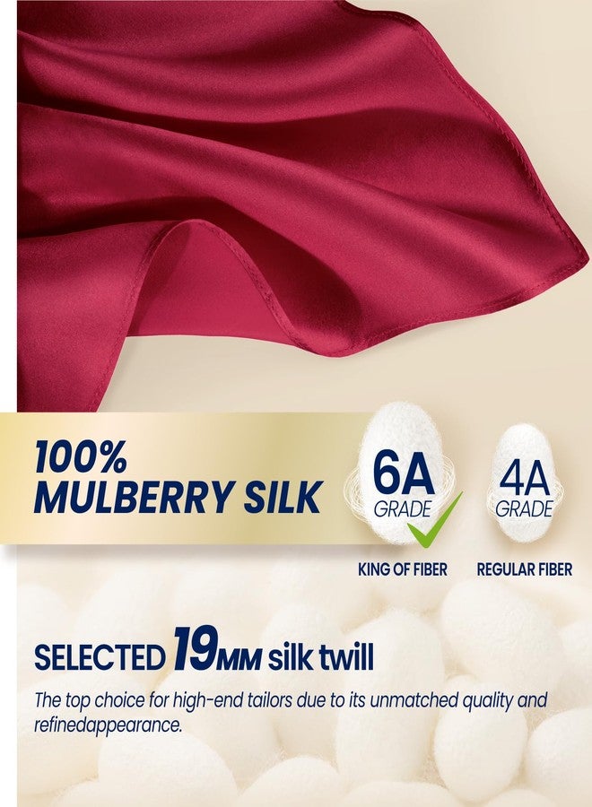 Selected Hanky 100% Pure Silk Pocket Square Solid Burgundy - Image 2